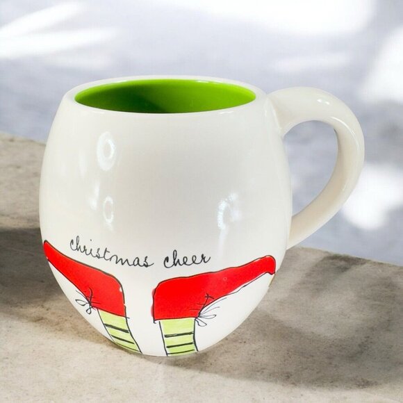 Rae Dunn Christmas Cheer Elf Feet Coffee Mug Cup Ceramic Holiday Mug Porcelain - Picture 1 of 16